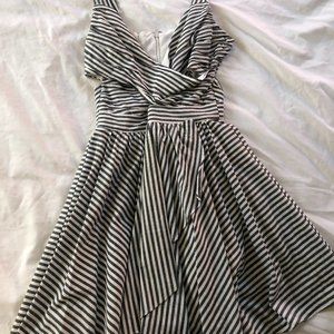 BCBGeneration Gray/White Striped Dress